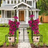 Metal Garden Arch with Gate 79.5'' Wide x 86.6'' High Climbing Plants Support Rose Arch Outdoor 50043989