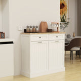 Two Drawers and Two-Compartment Tilt-Out Trash Cabinet Kitchen Trash Cabinet-White W282P160454