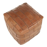 Cobbler Industrial Pouf in Brown Leather by LumiSource B202P223721