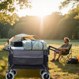 Multi-Functional Push-Pull Folding Wagon Cart with Rotating Handle & 9"x4" Tires for Camping & W2932P317114
