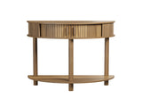31.5-Inch Grooved Half-Moon Console Table, Farmhouse Sofa Table Behind Couch, Modern Entryway Table, 07132304