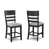 ZNTS 2pc Black/Gray Counter Height Chair Upholstered Seat Ladder Back Wooden Dining Room Furniture B011P261223