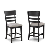 2pc Black/Gray Counter Height Chair Upholstered Seat Ladder Back Wooden Dining Room Furniture B011P261223