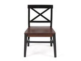 Roshan Farmhouse Acacia Wood Dining Chairs, Black / Walnut 62888.00BWALN