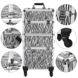 ZNTS 3 in 1 Aluminum Cosmetic Makeup Case Tattoo Box White Zebra Print 25171058