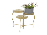 17" x 17" x 20" 3 Tier Gold Metal Curved Folding Plantstand with Floral and Scroll Patterns 94448978