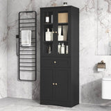 ZNTS Tall Bathroom Storage Cabinet, Cabinet with Four Doors and Drawers, Adjustable Shelf, MDF Board, N725P186649B