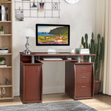 ZNTS 115* 55*74cm 15mm MDF Portable 1pc Door with 3pcs Drawers Computer Desk Coffee Color 28296634