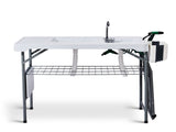 42.5" Fish Cleaning Table with Dual Sink, Portable Folding Camping Table with Foldable Extension 38077895