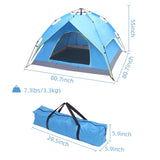 ZNTS 2-3 Person Double-Deck Tow-Door Hydraulic Automatic Tent Free Build Outdoor Tent Blue 17291285