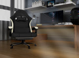 Ergonomic Gaming Chair with Pocketed Spring Cushion, Breathable Fabric Computer Chair with Footrest, 95937557