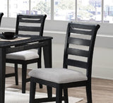 ZNTS Modern 2pc Dining Chairs Black Ladder Back Frame Upholstered Cushion Seat Rubberwood Kitchen Dining B011P218339