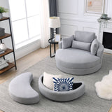 Welike Swivel Accent Barrel Modern Grey Sofa Lounge Club Big Round Chair with Storage W83469811