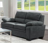 ZNTS Comfortable Plush Seating Loveseat 1pc Dark Gray Textured Fabric Channel Tufting Solid Wood Frame B011122283