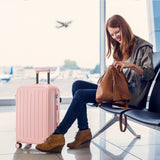 20/24/28in ABS 360&deg Spinner Wheel Luggage, Carry on Suitcase, with Cup Holder & USB Port W2787P262949