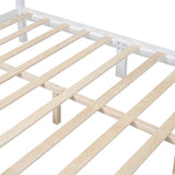 Full Size Wood Platform Bed Frame,Retro Style Platform Bed with Wooden Slat Support,White WF308186AAK
