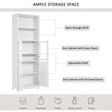 White Tall Storage Cabinet with Shelves and Doors for Bathroom, Kitchen and Living Room, MDF Board WF295070AAK