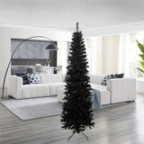 ZNTS 7.5FT Black Slim Artificial Christmas Tree Includes Foldable Metal Stand 82779090