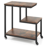 3-layer brown edge table with wheels 09421955