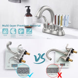 Bathroom Faucet 2-Handle Brushed Nickel with Aerator, Swan Style 4-inch Centerset Vanity Sink with T3177P277547