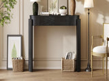 TREXM Entryway Table with Natural Wood Grain Finish, Console Table with Fluted Design, Oval Top and N715P288632B