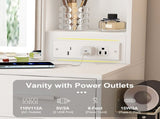 Small Makeup Vanity Desk with Mirror & Adjustable LED Lights,Built-in Power Outlet & Hidden Storage, 64240969