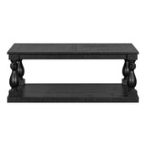 U_STYLE Vintage Coffee Table Featuring Artistic Vase Column Legs and Luxurious Pine Veneer for N711P256967B