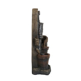 7.7x3.9x13.6" Brown and Gray Water Fountain with Antique Water Pump Design and LED Light W2078138943