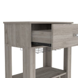 Memphis Bar Cart, Twelve Built-in Wine Rack, Four Legs, One Open Shelf -Light Gray B07092097