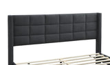 ZNTS Elegant Modern Charcoal Brushed Linen 1pc Queen Size Bed Upholstered Box Design Headboard Bedframe B011P238937