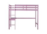 ZNTS Twin High Loft Bed, Rubber Wood Loft Bed with Safety Guardrail, built-in desk, ladder,Pink W504P206981