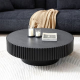 ZNTS BLACK MDF coffee table 39.37inch Modern Handcraft Drum Coffee Table Round Wood Coffee Table for W876P188695