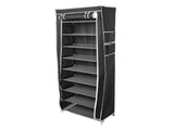 Room-saving 10-Layers 9 Lattices Non-woven Fabric Shoe Rack Black 48805228