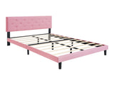 Full Size Upholstered Platform Bed Frame with Modern Button Tufted Linen Fabric Headboard, No Box W311P198070