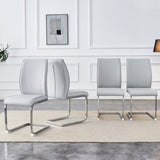 Luxury Simple Arch Chair - Set of 4 Light Gray PU Material High Resilience Dining Chair with Arched W1151P154861