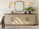 67" Modern Sideboard Buffet Cabinet, 4-Door Storage Cabinet with Arched Geometric Doors and Black W1820P514496