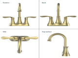 Bathroom Faucet Brushed Gold with Pop up Drain & Supply Hoses 2-Handle 360 Degree High Arc Swivel 82832959