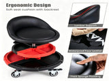Height Adjustable Rolling Mechanic Stool with Backrest & 2 Removable Tool Trays, 360&deg Swivel 51592296
