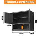 ZNTS Metal Wall-Mounted Tool Storage Cabinet with Locking Door and 1 Shelf 1 Opened Drawer for Garage 04205026