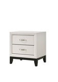 Contemporary 2-Drawer Nightstand End Table White Finish Two Storage Drawers Metal Handles Bedroom B011P159822