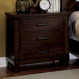 Rustic Style Dark Walnut Finish 1pc Nightstand Bedroom Furniture Solid wood 3-Drawers bedside Table B011P156649