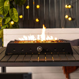 28 inch Tabletop Fire Pit, Propane Gas Fire Pit with Quick Connect Joint, Glass Wind Guard and Lava W853P143553