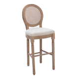 ZNTS Hengming French Country Wooden Barstools Rattan Back With Upholstered Seating , Beige and Natural W21236874