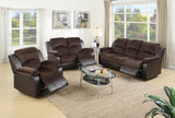 Motion Sofa 1pc Living Room Furniture Chocolate Padded Suede w. Faux Leather Plush Cushion 3-Seat B011P205234