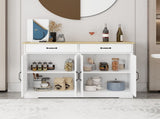 47.95" Farmhouse Buffet Cabinet Storage Sideboard with 2 Drawers and 4 Doors for Dining Living Room W282138088
