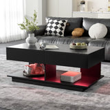 U-Can 41.3''-76.7'' Extendable Coffee Table, Efficient Central Coffee Table with Multiple Storage N724P290061B