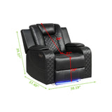 LED & Power Recliner Chair Made With Faux Leather in Black 659436350137