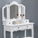 ZNTS Wooden Vanity Make Up Table and Stool Set, White 66588906