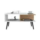 Aranjuez 29" Wide Coffee Table with Three Shelves, Rectangular, Living Room White - Natural Oak B070P254786