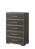 1pc Contemporary 5-Drawer Chest with Chrome Accents Gray Rustic Finish Bedroom Wooden Furniture B011P236774